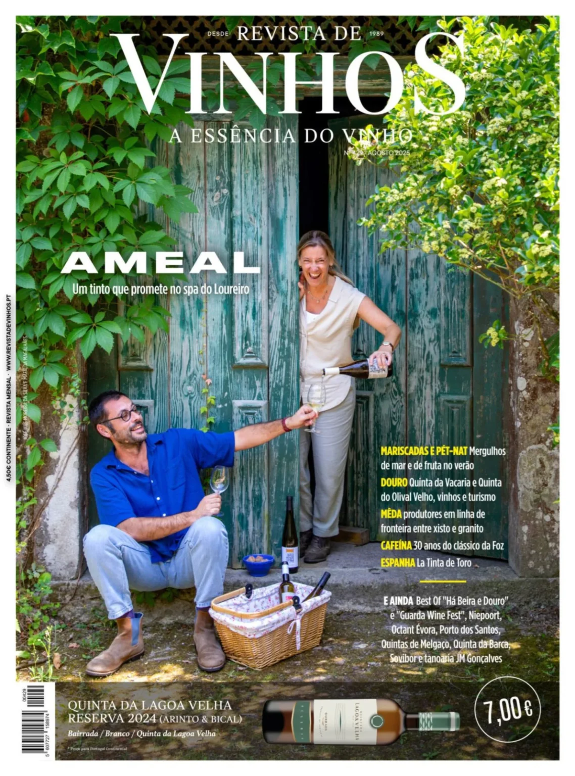 Capa da Revista de Vinhos de agosto de 2025 com destaque para os produtores da Mêda e vinhos Souvall.
