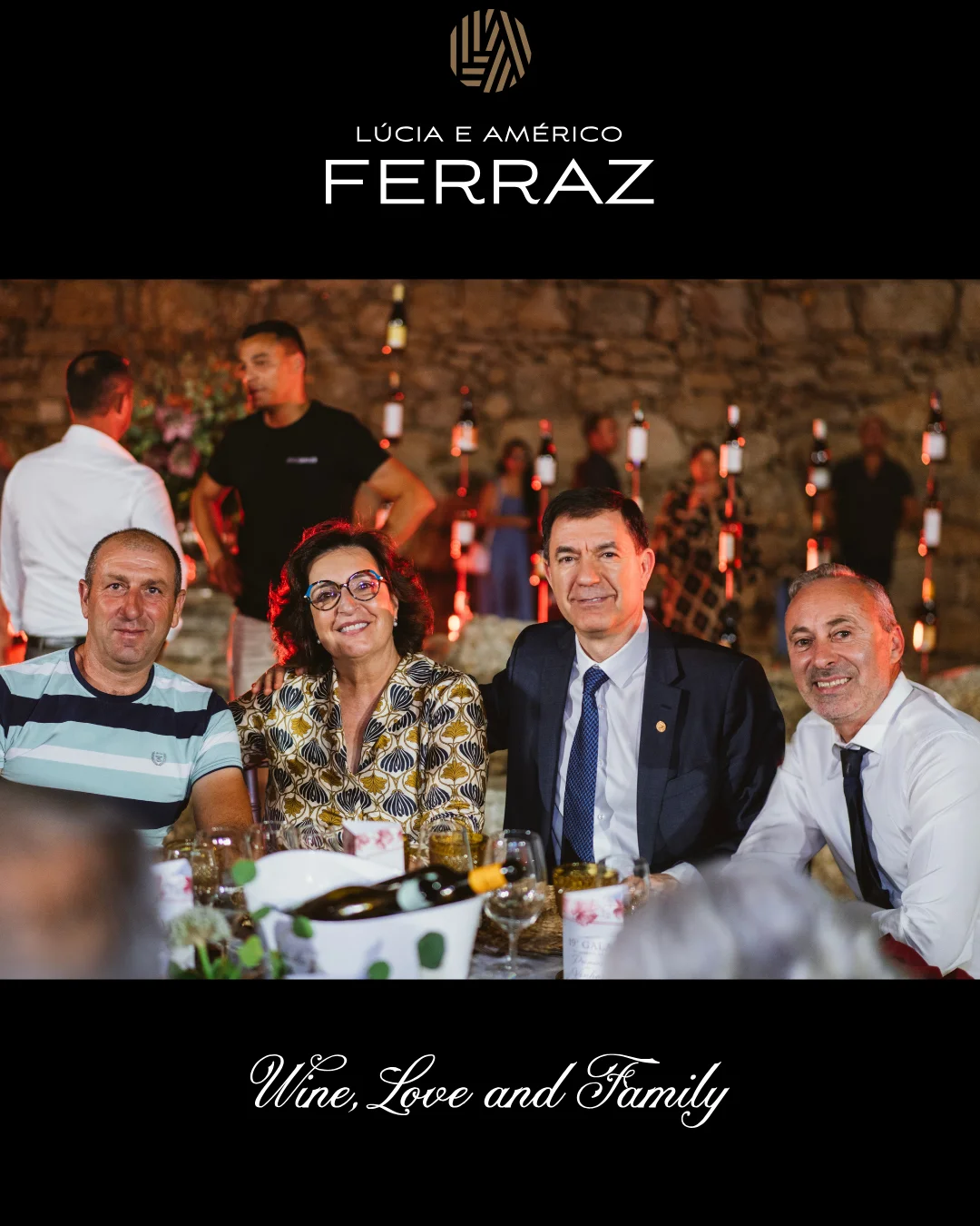 Família Ferraz e convidados reunidos na 19ª Gala de Prémios de Vinhos da Beira Interior, celebrando as medalhas de ouro dos vinhos LAFerraz.